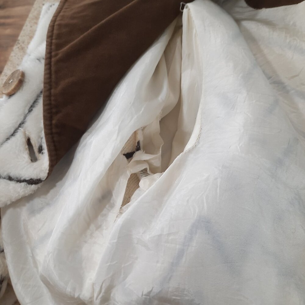 Vtg 70s vegan fur & suede double breasted jacket - Picture 12 of 13